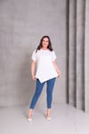 Asimetrik Kesim Basic T-shirt Beyaz