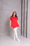 Asimetrik Kesim Basic T-shirt Kırmızı