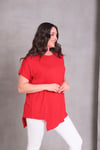 Asimetrik Kesim Basic T-shirt Kırmızı