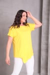 Asimetrik Kesim Basic T-shirt Sarı