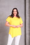 Asimetrik Kesim Basic T-shirt Sarı