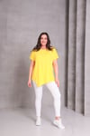 Asimetrik Kesim Basic T-shirt Sarı
