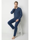 Erkek Desenli V Yaka Uzun Kollu Pamuklu Pijama Takımı