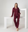 KADIN PAMUKLU KALP DESENLİ UZUN KOLLU PİJAMA TAKIMI