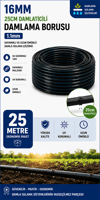 25 Metre 16mm 25cm Damlatıcılı Damlama Borusu