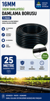 25 Metre 16mm 33cm Damlatıcılı Damlama Borusu