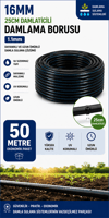 50 Metre 16mm 25cm Damlatıcılı Damlama Borusu