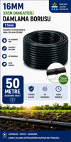 50 Metre 16mm 33cm Damlatıcılı Damlama Borusu