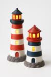 2 Adet Dekoratif Aydınlatma Mumluk Deniz Feneri Set Plastiktir. Tea Light Mum Dahildir.