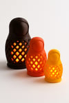 3 Adet Dekoratif Aydınlatma Mumluk Rus Bebek Set Plastiktir. Tea Light Mum Dahildir.
