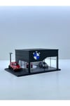 3D Baskı 1/64 Ölçekli BMW Showroom Tasarımlı Siyah Diorama Araç Sergileme Garajı