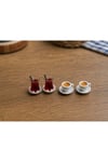 4'Lü 2 Çay 2 Kahve – Bebek Evi Mini Minyatür Aksesuar ve Diorama Dollhouse Telefon Süsü- Maket Çay ve Kahve Bardağı