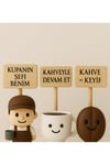 Barista Kahve Kupası ve Kahve Çekirdeği Tabelalı Dekoratif Figür Seti