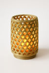 Dekoratif Aydınlatma Mumluk Bambu Örgü Mumluk Plastiktir. Tea Light Mum Dahildir.