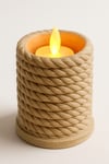 Dekoratif Aydınlatma Mumluk İp Sarılı Mumluk Plastiktir. Tea Light Mum Dahildir.