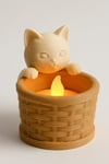 Dekoratif Aydınlatma Mumluk Kedi Sepet Mumluk Plastiktir. Tea Light Mum Dahildir.