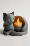 Dekoratif Aydınlatma Mumluk Uyuyan Kedi Mumluk Plastiktir. Tea Light Mum Dahildir.