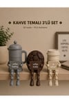 Kahve Temalı 3’lü Dekor Seti Hereketli ayaklı