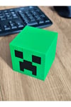 Minecraft Creeper Kafası Aydınlatma Masa Lambası - Led Mum Hediyeli