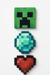 Minecraft Emoji Seti Mıknatıs 3lü Buzdolabı 3D Baskı