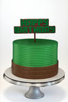 Minecraft Temalı Pasta Üstü Yazısı Happy Birthday (Doğum Günü Pasta Üzeri Süsü)