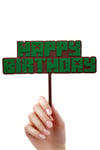Minecraft Temalı Pasta Üstü Yazısı Happy Birthday (Doğum Günü Pasta Üzeri Süsü)