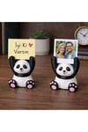 Sevimli Panda Fotoğraf ve Not Tutucu 2 Li Set – Dekoratif Masa Üstü Instax Fotoğraf Standı-Kahve