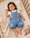 Kız Bebek Papatya Nakışlı Denim Salopet ve Pamuklu Tişört 2'li Takım 9-18 Ay
