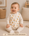Unisex Bebek Bej Ananas Desenli Örme Yelek 6-24 Ay %100 Pamuk