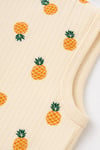 Unisex Bebek Bej Ananas Desenli Örme Yelek 6-24 Ay %100 Pamuk