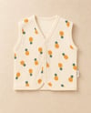 Unisex Bebek Bej Ananas Desenli Örme Yelek 6-24 Ay %100 Pamuk
