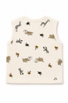 Unisex Bebek Bej Safari Desenli Örme Yelek 6-24 Ay %100 Pamuk