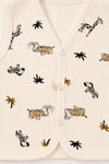 Unisex Bebek Bej Safari Desenli Örme Yelek 6-24 Ay %100 Pamuk