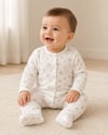 Unisex Bebek Çok Renkli Örme Ayıcıklı Patikli 3'lü Tulum Seti 3-9 Ay %100 Pamuk