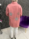 TAŞLI KOT CEKET PEMBE