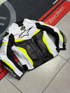 Alpinestars Deri Ceketi Beyaz-Sarı Hörgüçlü