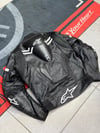 Alpinestars Deri Ceketi Siyah-Beyaz Hörgüçlü