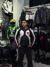 Dainese Deri Ceketi Beyaz-Kırmızı Küçük Logolu