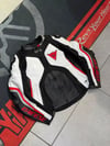Dainese Deri Ceketi Beyaz-Kırmızı Küçük Logolu