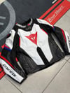 Dainese Racing Deri Ceketi Beyaz-Mavi-Kırmızı