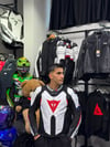 Dainese Racing Deri Ceketi Beyaz-Mavi-Kırmızı