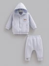 %100 Pamuk 3'lü Erkek Bebek Takımı - Kapüşonlu Çıtçıtlı Hırka, Baskılı Sweatshirt ve Pantolon Seti - Miniccobaby