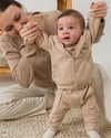 %100 Pamuk 3'lü Erkek Bebek Takımı - Kapüşonlu Çıtçıtlı Hırka, Baskılı Sweatshirt ve Pantolon Seti - Miniccobaby