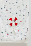 100% Pamuk Denizci Temalı Bebek Battaniyesi - Yumuşak Dokulu Penye Battaniye 85x90 cm