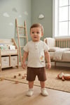 %100 Pamuk Erkek Bebek Yazlık Şortlu Takım Palmiye Baskılı Alt Üst Set