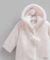 %100 Pamuk Kız Bebek Montu Kapüşonlu Ponponlu Çıtçıtlı Peluş Mont - Miniccobaby