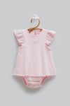 %100 Pamuklu Kız Bebek Ajurlu Jile Body Elbise Görünümlü Çıtçıtlı Bodysuit