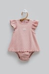 %100 Pamuklu Kız Bebek Ajurlu Jile Body Elbise Görünümlü Çıtçıtlı Bodysuit
