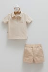 Erkek Bebek Polo Yaka Şortlu Takım Mini Boss Nakışlı (%60 PAMUK KETEN %40 PAMUK) (6 Ay - 3 Yaş)