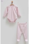 HASTANE ÇIKIŞI KIZ BEBEK 4 LÜ ZIBIN SETİ (BODY TULUM PANTOLON ŞAPKA ) ÇİÇEK DETAYLI